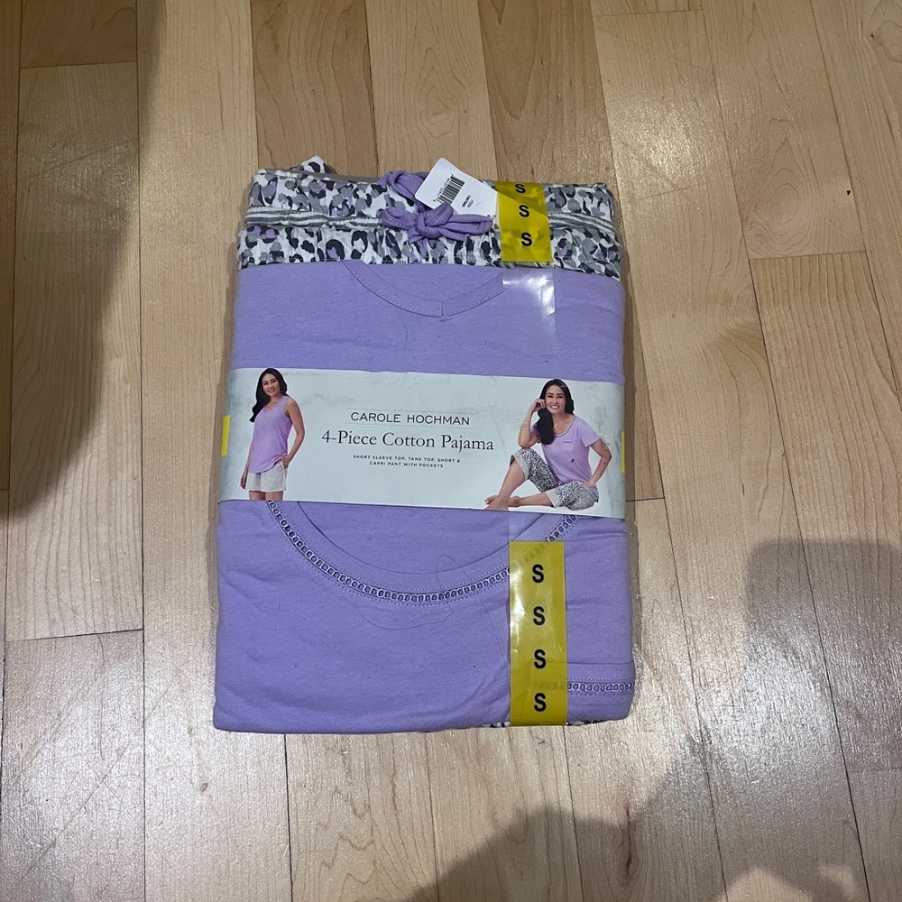 Women’s Carole Hochman 4-Piece Cotton Purple Pajamas Size S